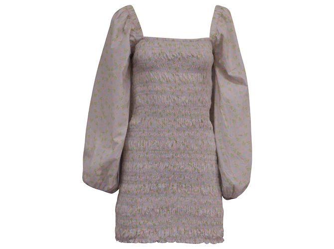 Mini abito smock Ganni con stampa floreale in cotone multicolore