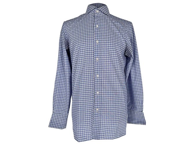 Camicia a bottoni a quadri Tom Ford in cotone blu