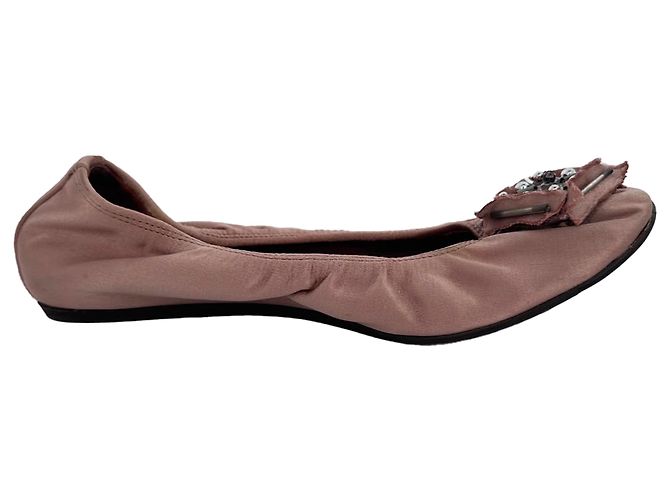 Sapatilhas de ballet decoradas em cetim rosa Lanvin