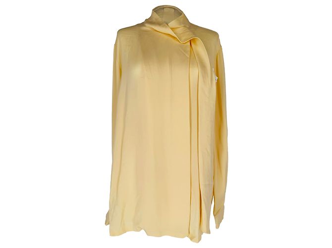 Blusa Max Mara Onorata com detalhe de lenço em seda marfim Branco Cru