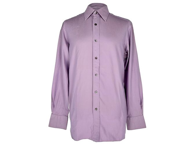 Tom Ford Button-Down-Hemd aus violetter Baumwolle Lila