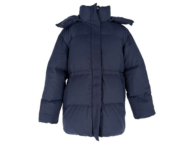 Joseph Dorset Brushed Flannel Down Jacket in Navy Blue Wool