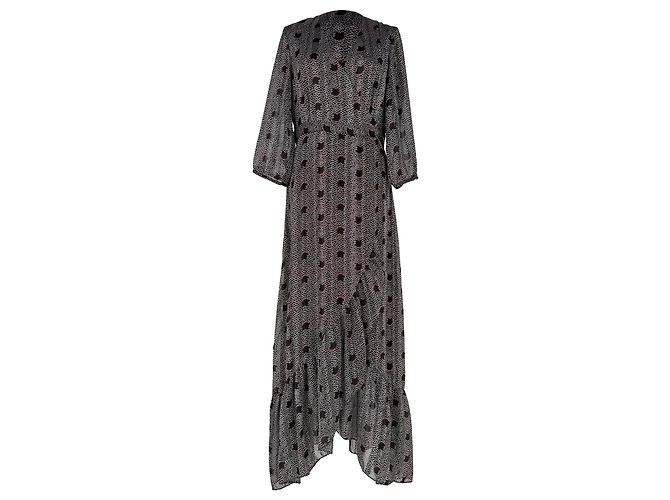 Ba&Sh Pisy Printed Wrap Maxi Dress in Black Polyester