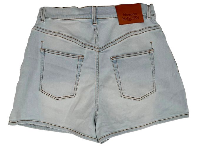 Pantaloncini in denim mini Alexander Mcqueen blu in cotone