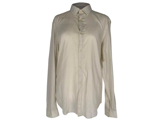 Burberry Pinstripe Button-Down-Hemd aus weißer Baumwolle Roh