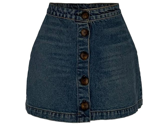 Mini falda vaquera con botones Reformation en algodón azul