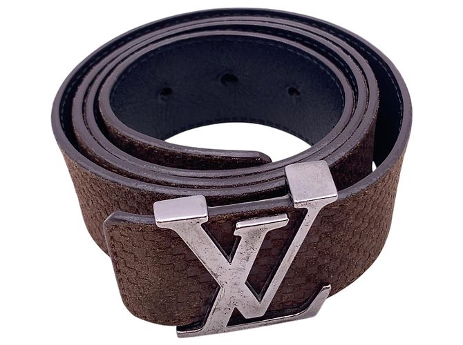 Louis Vuitton Ceinture Mini Damier Suede LV Initiales Marron Taille 95