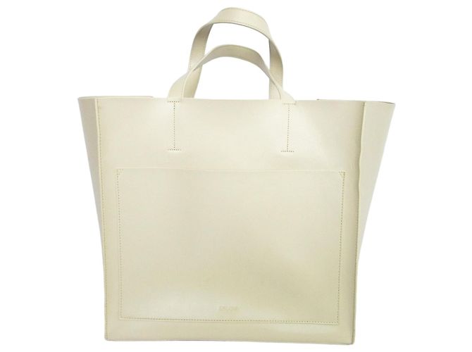 Autre Marque BOLSO TOTE CON BOLSILLO CUADRADO ESLOW Blanco Blanco roto