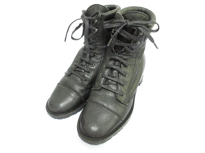 Botas curtas de amarrar em couro Max Mara Preto