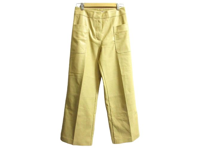 Stella Mc Cartney Stella McCartney Eco-Leder-Weitbeinhose Beige Roh