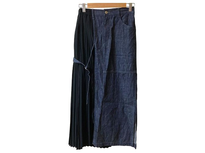 Autre Marque Saia de denim com pregas ZUCCa Azul