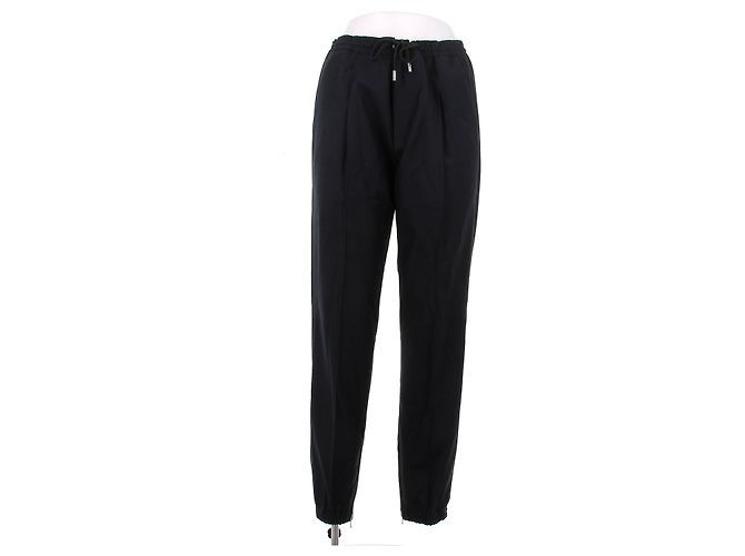 Dior Marineblaue Wollhose mit elastischem Bund