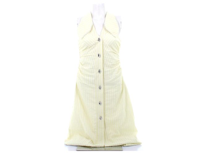 Ganni Vestido largo amarillo a rayas
