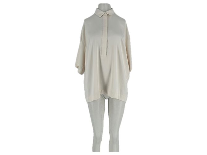 Autre Marque Camicia oversize a maniche corte Beige