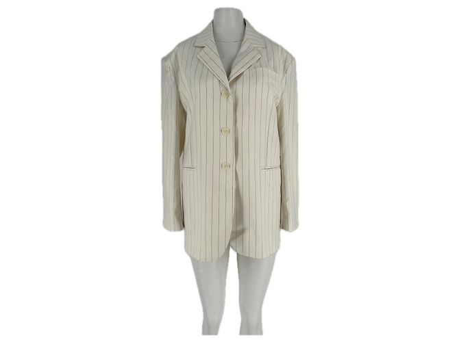 Autre Marque Blazer blanc à rayures White