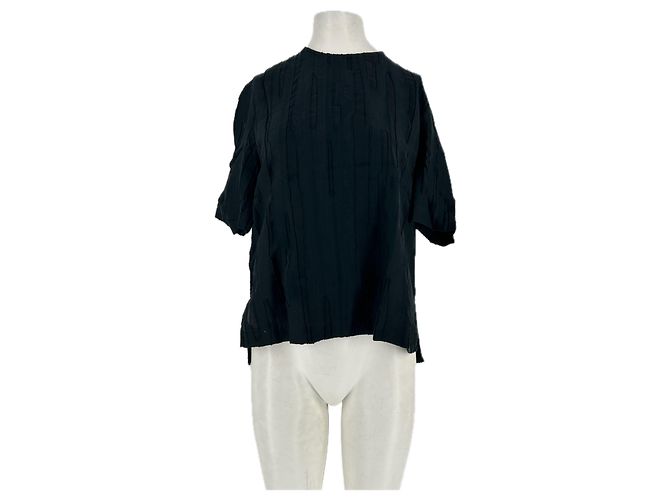 Autre Marque T-shirt in seta nera LOULOU STUDIO Nero