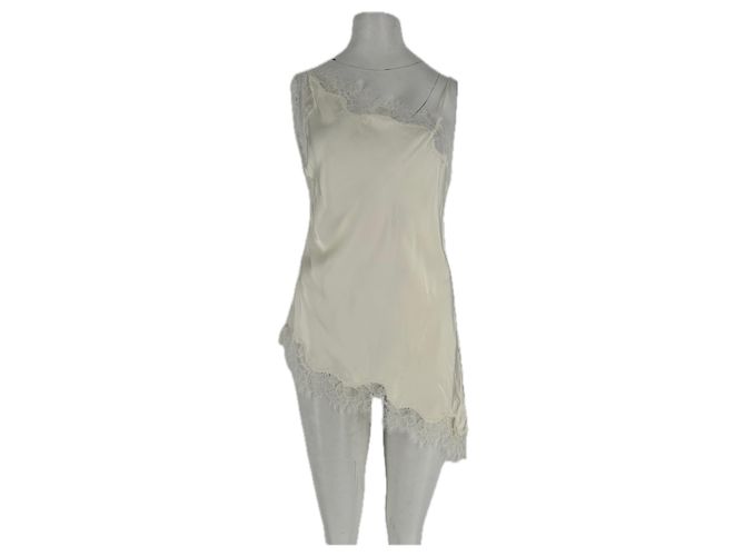 Mango Top satiné dentelle asymétrique Beige