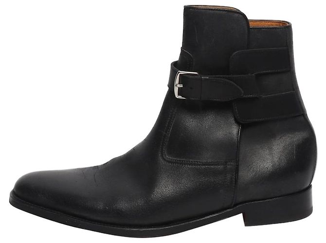Hermès Schwarze Leder-Stiefeletten - Größe UK 7