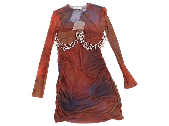 Autre Marque Gerafftes Mini-Kleid in Rostfarbe - Größe S