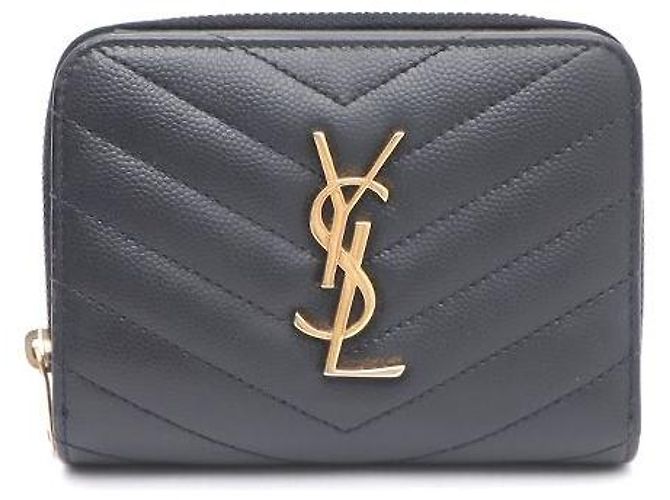 Saint Laurent Portefeuille Compact à Zip Monogram Noir