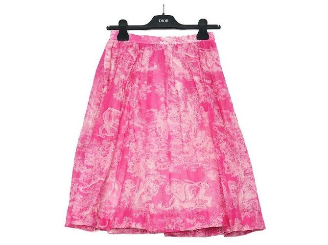 Dior Falda acampanada de sarga de algodón rosa