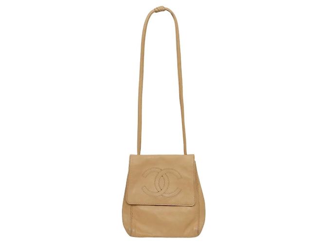 Chanel Bolsa de Ombro Beige Big CC Flap Marrom