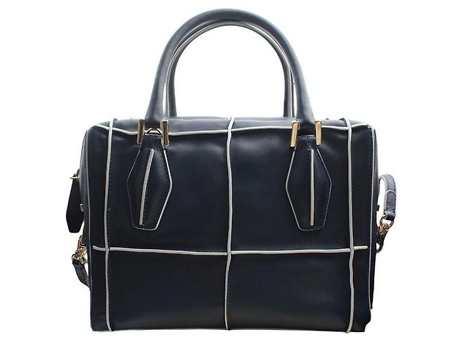 Tod's Bolsa Tote e Bolsa Transversal em Couro Azul-Noite