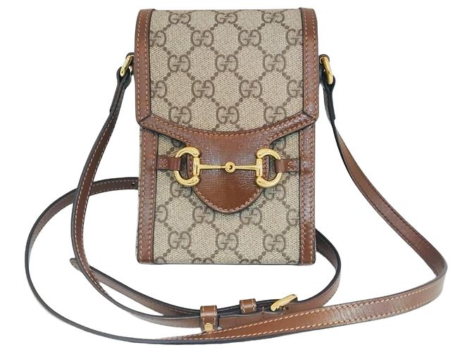 Gucci Mini bolsa transversal porta-celular Horsebit Marrom