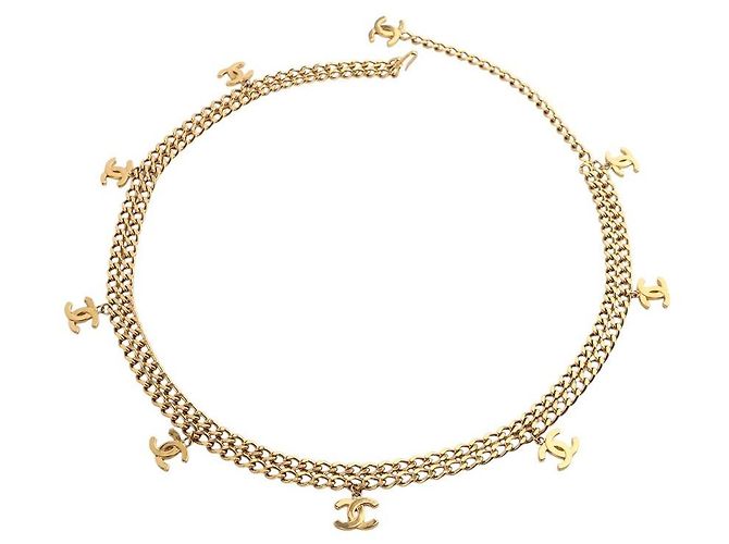 Chanel Gold CC Drop Double Chain Belt Golden