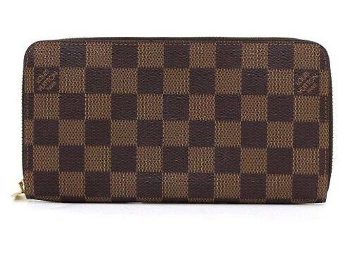 Louis Vuitton Damier Ebene Canvas Zippy Wallet Long Wallet Black