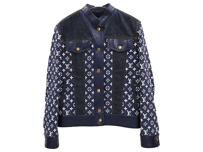 Louis Vuitton Monogram Leather Denim Jacket Black