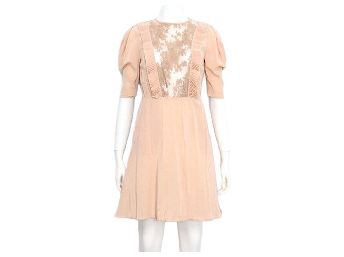 Miu Miu Vestido de seda y encaje para mujer Rosa