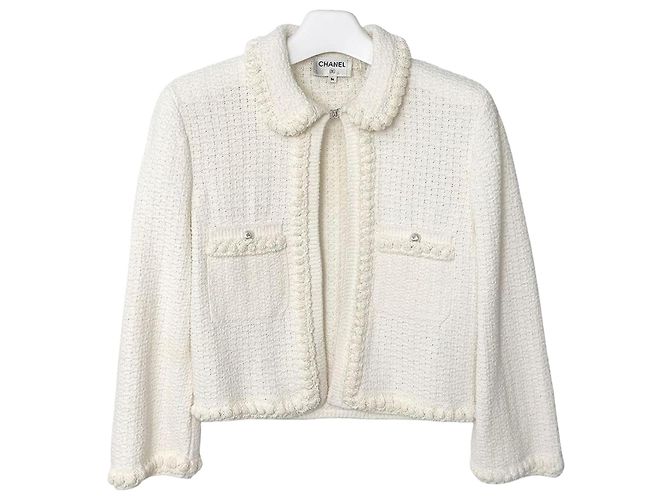 Chanel CC Logo Button Jacket White