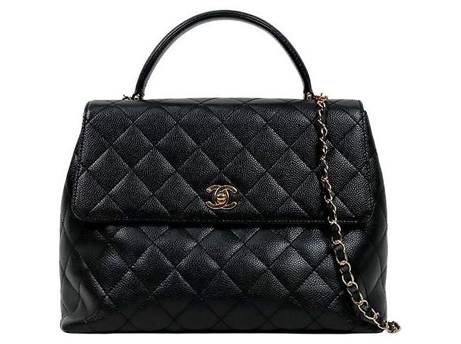 Chanel Borsa Tote Coco Handle in pelle Black Caviar Nero