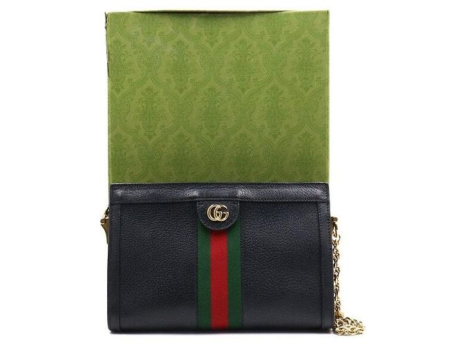 Gucci Bolsa de ombro e bolsa transversal Ophidia em couro preto