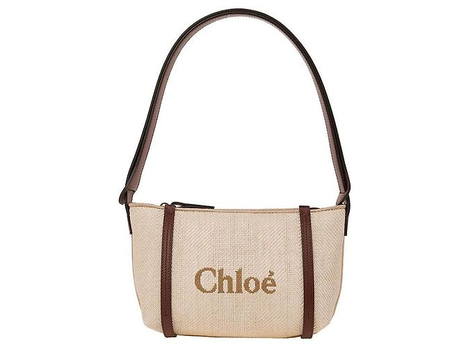 Chloé Bolso de hombro de rafia Naranja