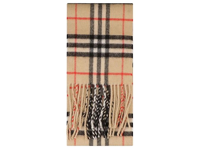 Burberry Cachecol Slim Check em cashmere Sand Marrom