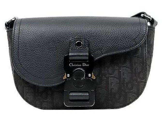 Dior Mini borsa a tracolla Oblique Saddle nera Nero