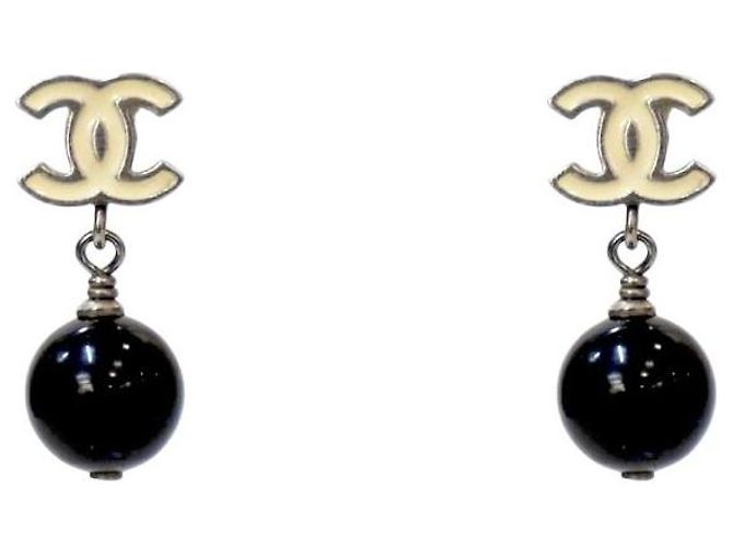 Chanel Orecchini Pearl Drop CC Silver