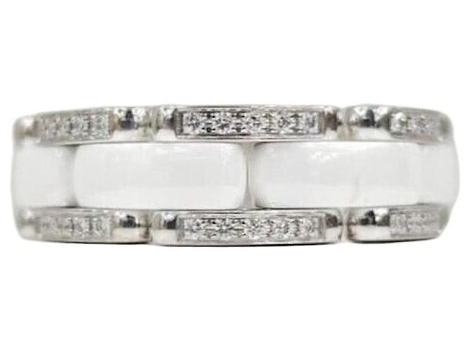Chanel Diamond Ceramic Ultra Ring Größe Silber