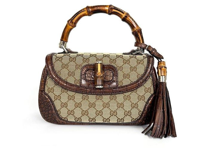 Bamboo Gucci Bolsa de alça de bambu Marrom