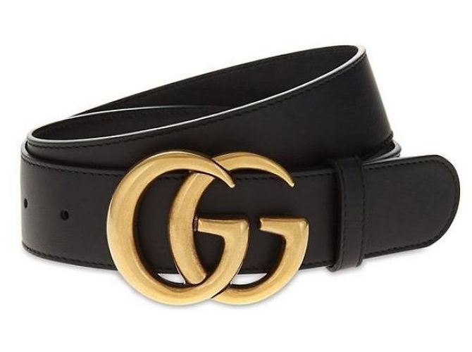 Gucci Breiter Ledergürtel Schwarz 