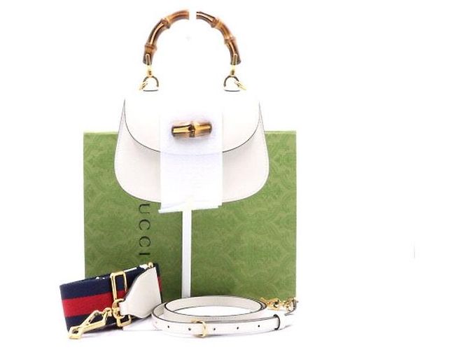 Bamboo Gucci Mini borsa tote e borsa a tracolla da donna con manico in bambù Bianco