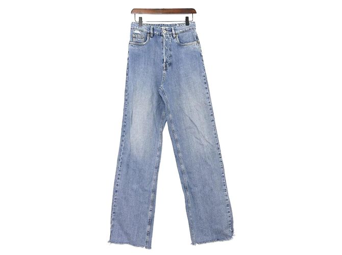 Miu Miu Washed Denim Pants with Back Pocket Blue