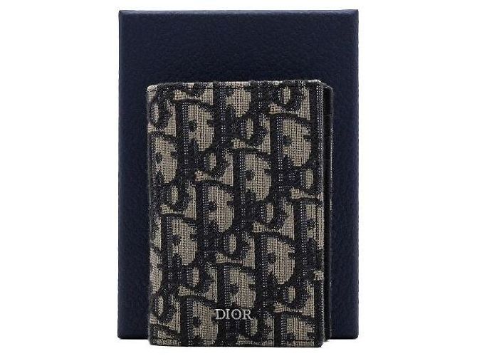 Dior Oblique Jacquard Vertical Card Holder Brown