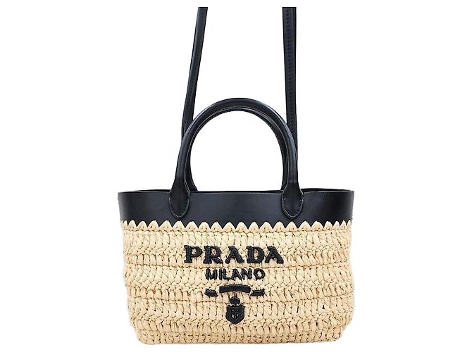Prada Nova Mini Bolsa Tote de Couro de Crochê Multicor