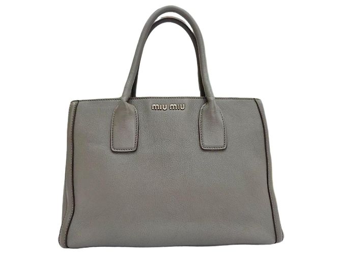 Miu Miu Bolsa Tote e Bolsa Transversal em Couro Vitello com Logo Marrom