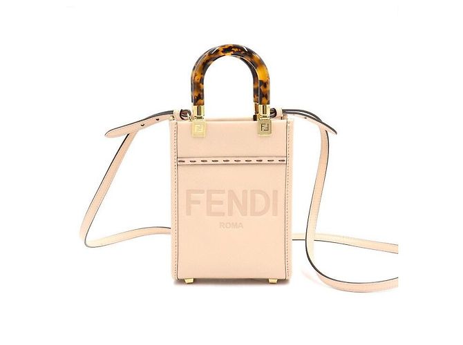 Fendi Mini bolsa tote e bolsa de ombro Sunshine em couro rosa