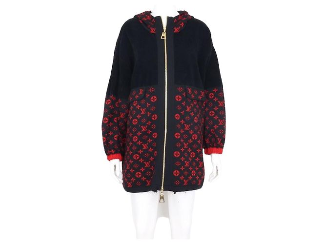 Louis Vuitton Oversized Strickjacke mit Monogramm aus Wolle für Damen - Saison Schwarz
