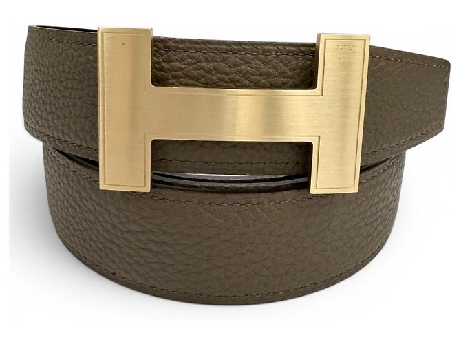 Hermès Hermes Constance Reversibler Gürtel Schwarz Khaki